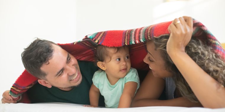 Family relaxing together at home